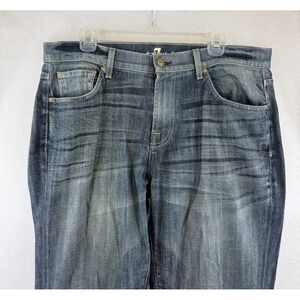 7 For All Mankind Austyn Jeans Mens 36x33 Blue Relaxed Straight Denim USA Casual